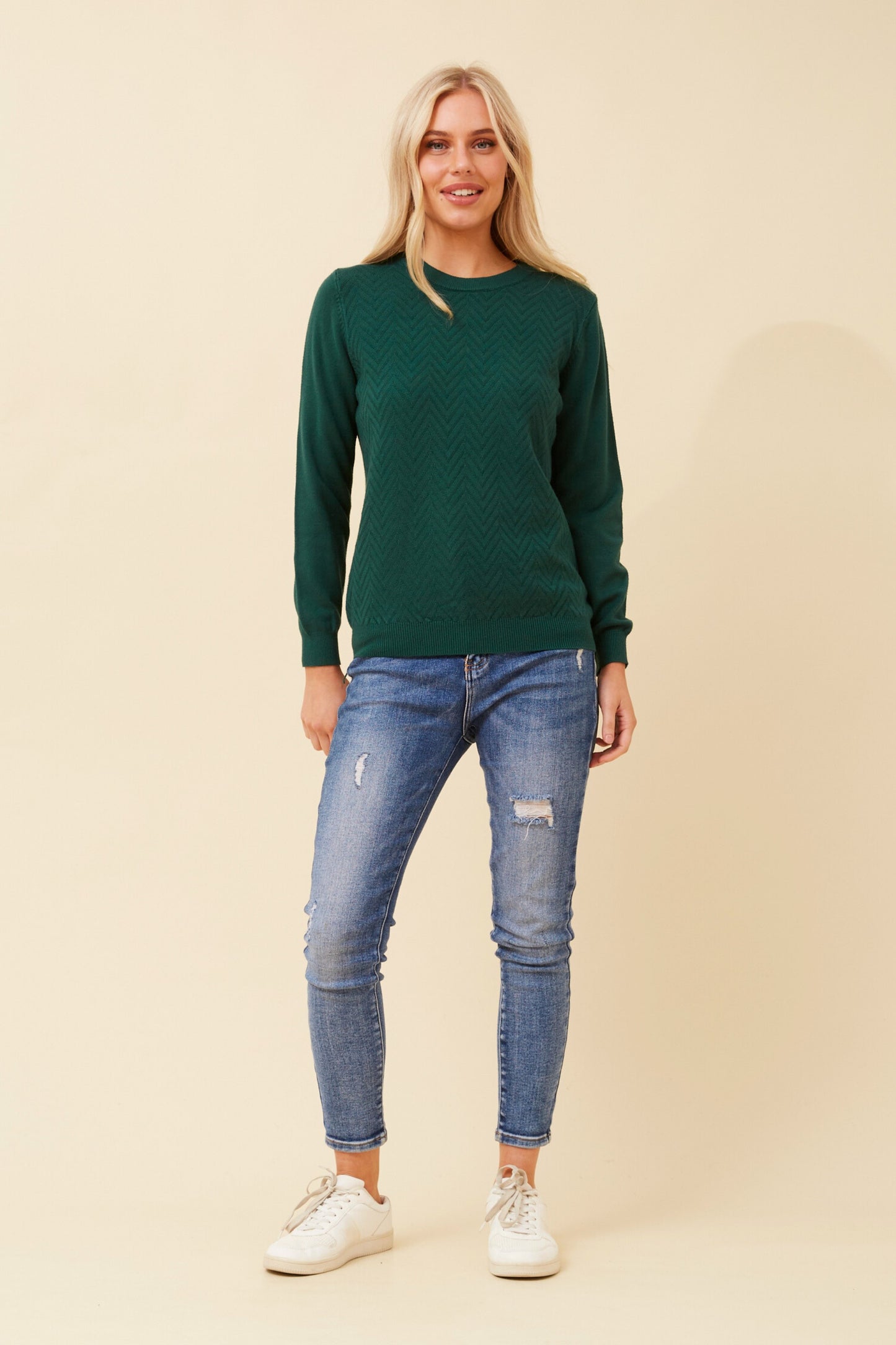 Vela Pattern Printed Jumper KP522530 Emerald