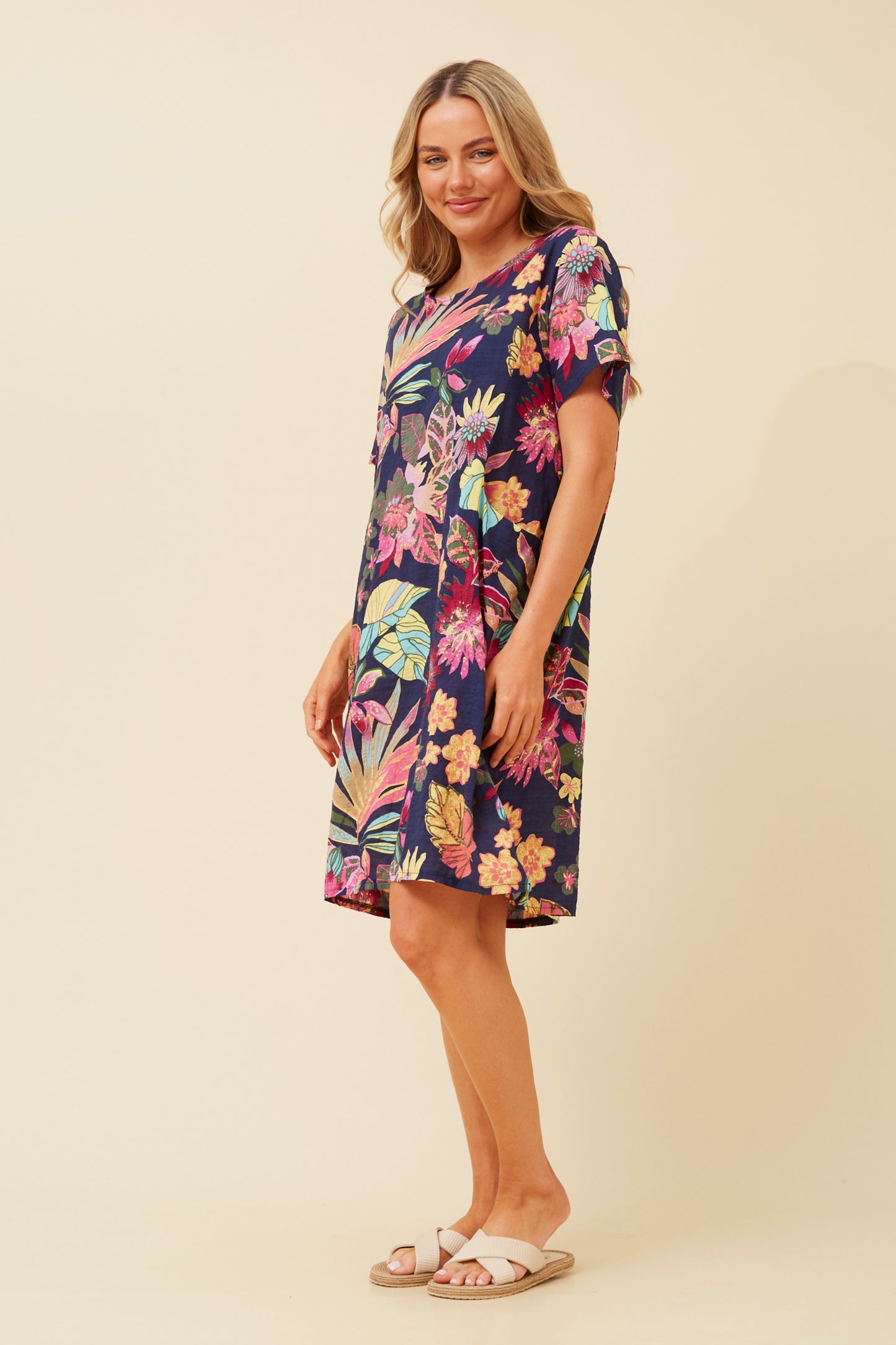 Serra Abstract Printed Dress - Multi Navy D520991