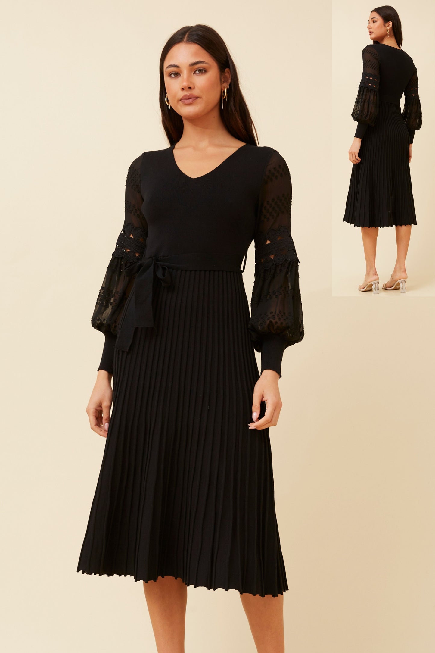 Tiggie Pleated Knit Dress KD523570