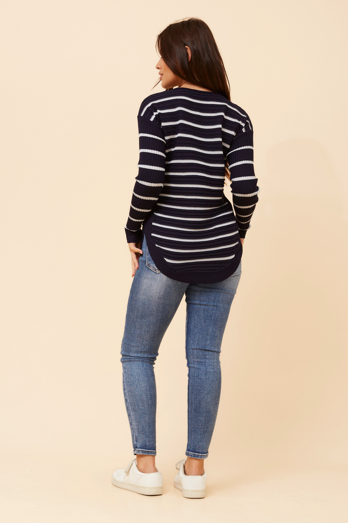 Artha Colour Block Knit Jumper KP178858 Navy