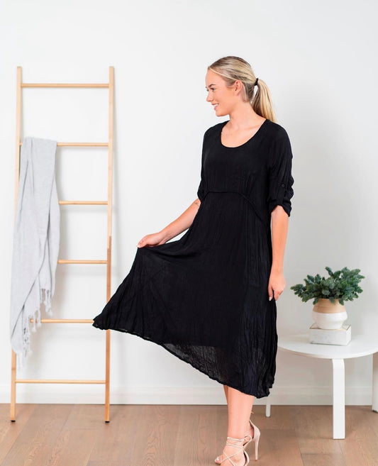 Anni Tunic Midi Dress - Black 38638K