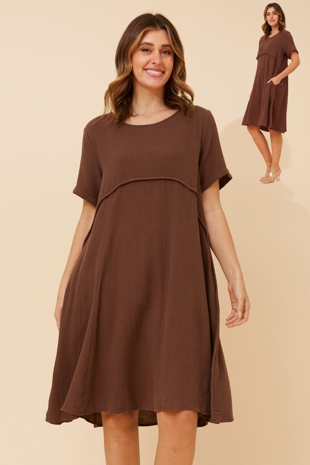 Anni Tunic Midi Dress - D736248 Coffee