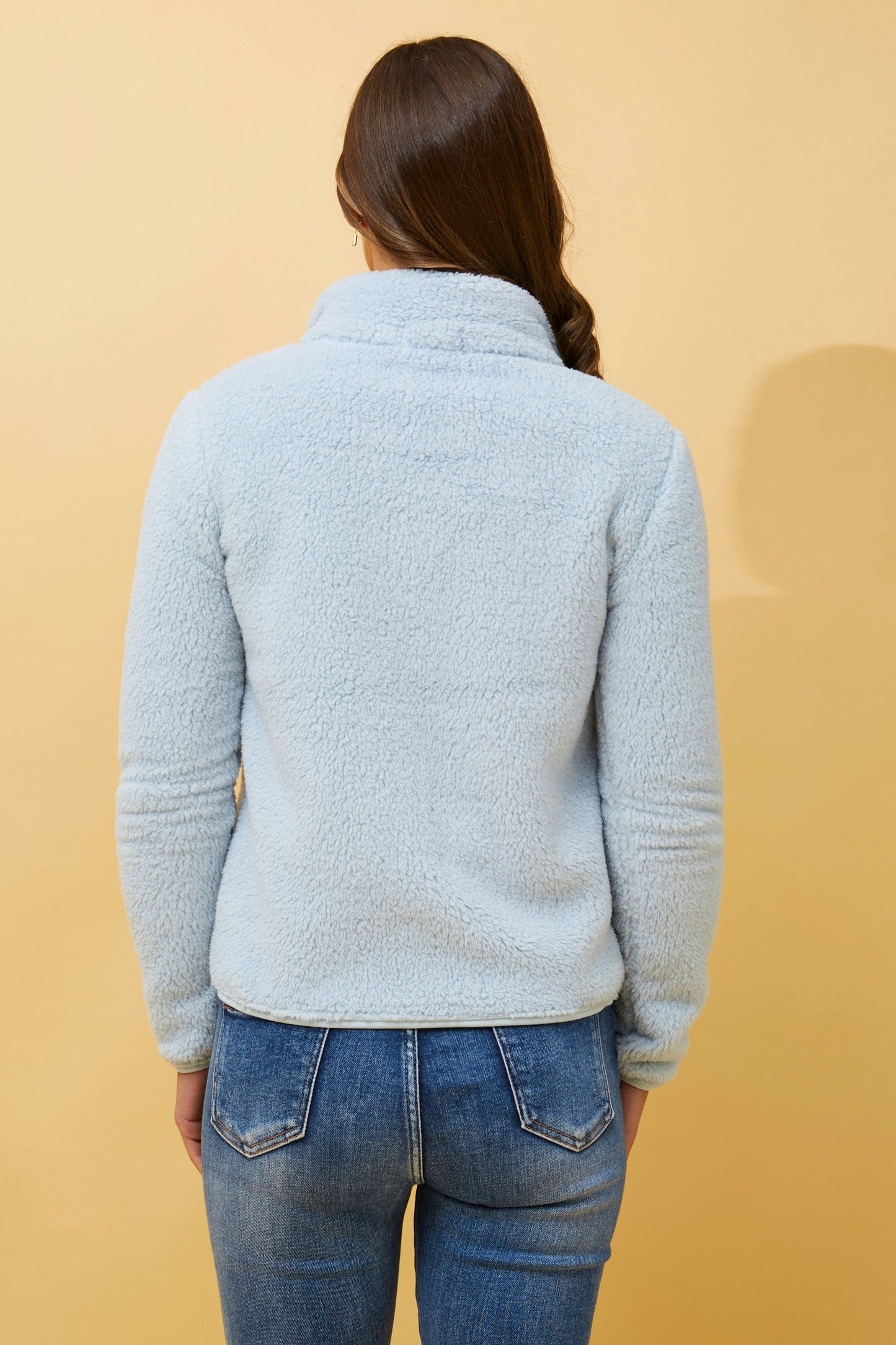 Front FAUX FUR Jacket- Pale Blue J508971