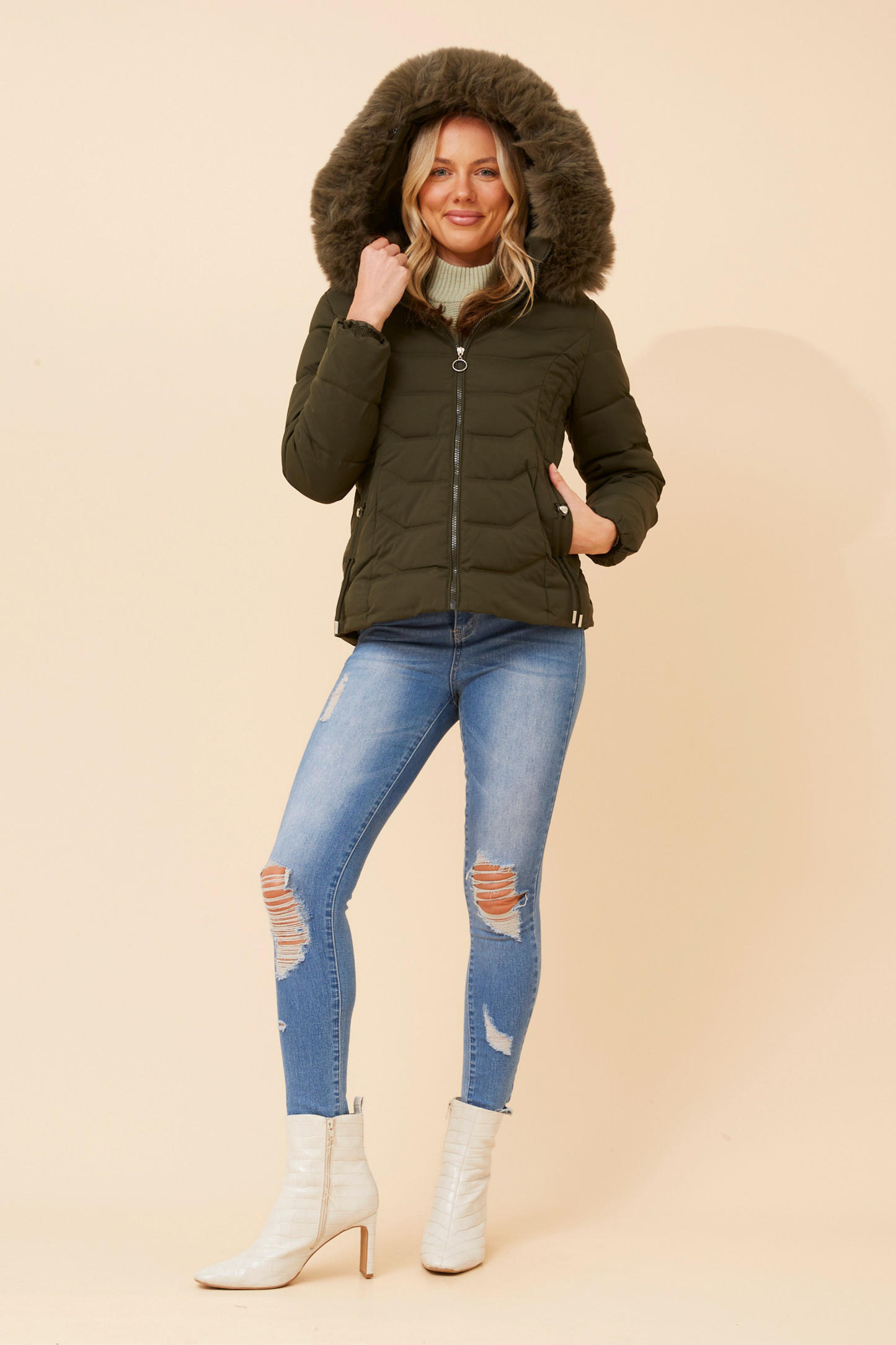 Poppy Puffer Jacket J517300 Khaki