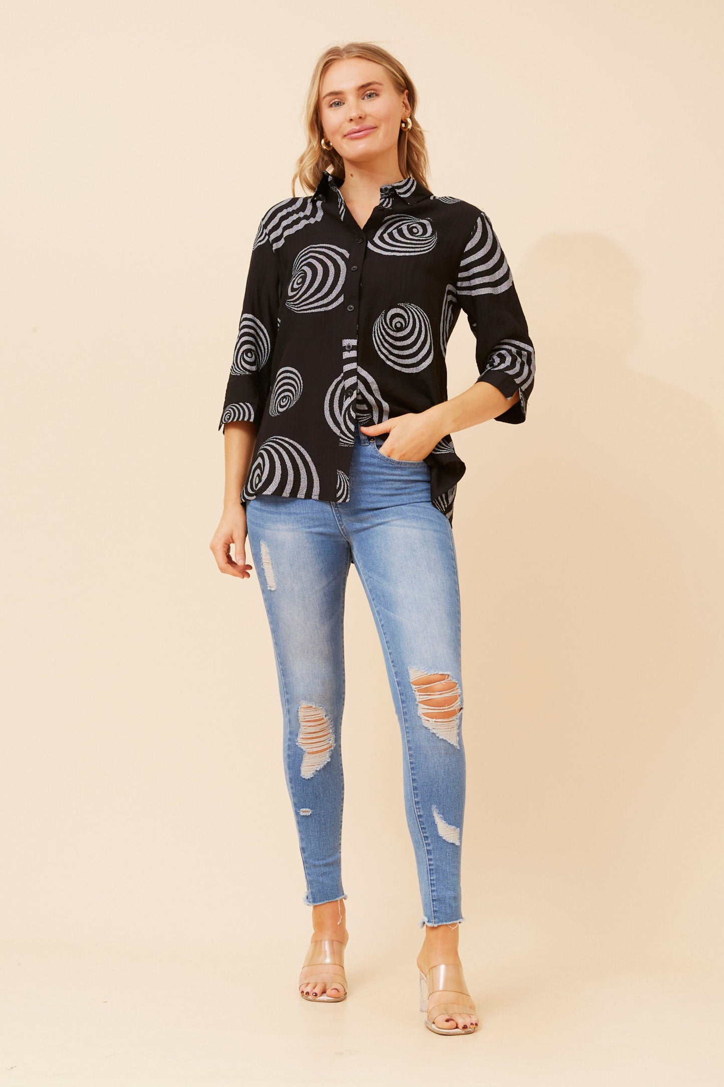 Bella Abstract Print T523432 Black & White