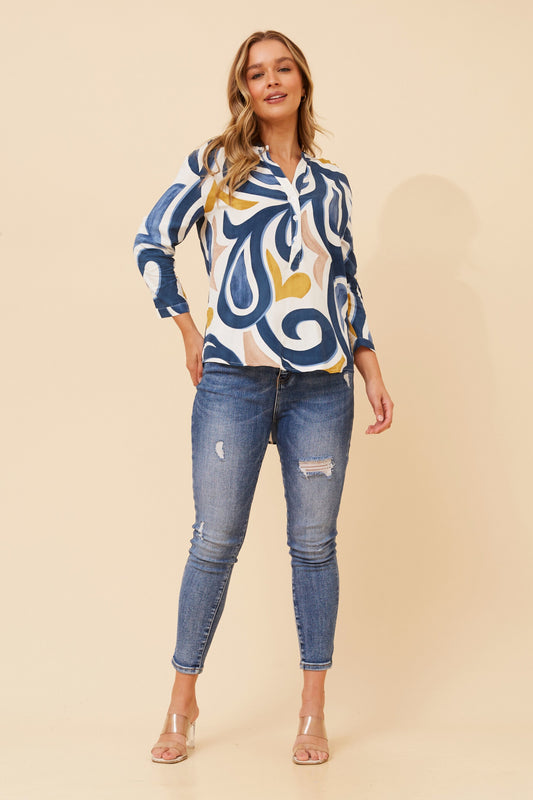 Nadia Blouse T735168 Multi Blue