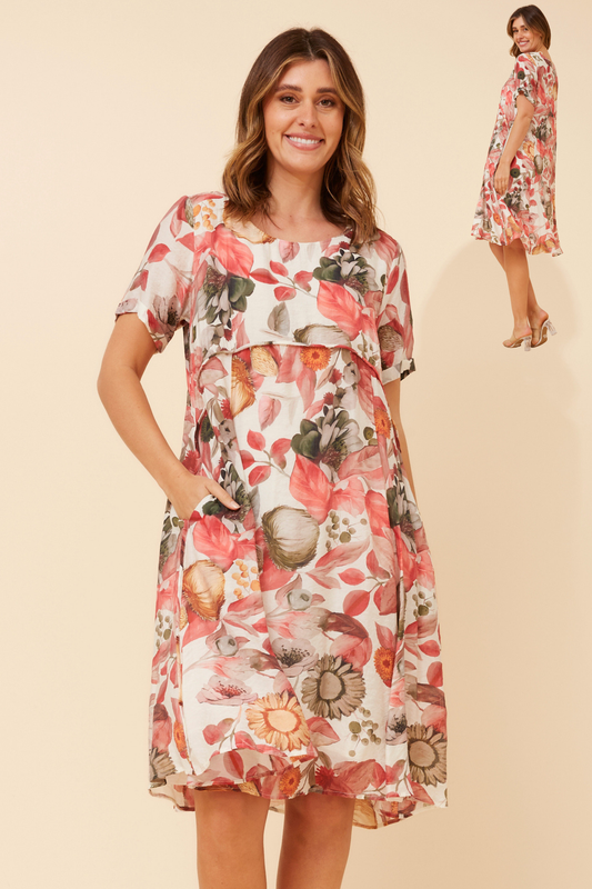 Anni Tunic Floral Midi Dress - D525832 Multi Red