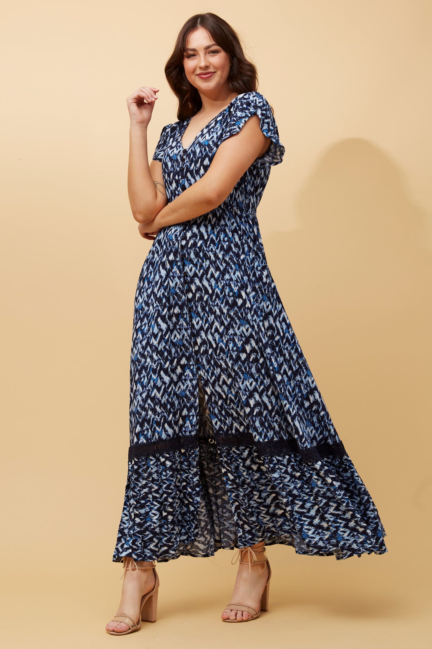 Indi Abstract Print Maxi Dress - D516968 Multi Navy