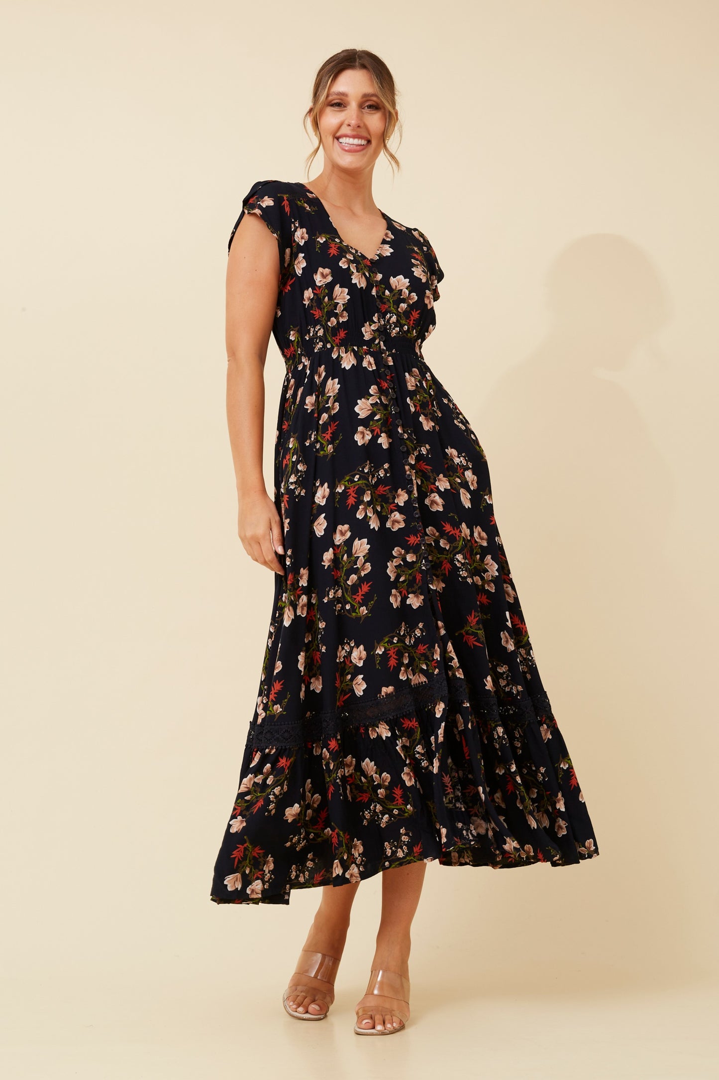 Sascha Floral Print Maxi Dress D519365 Multi Navy