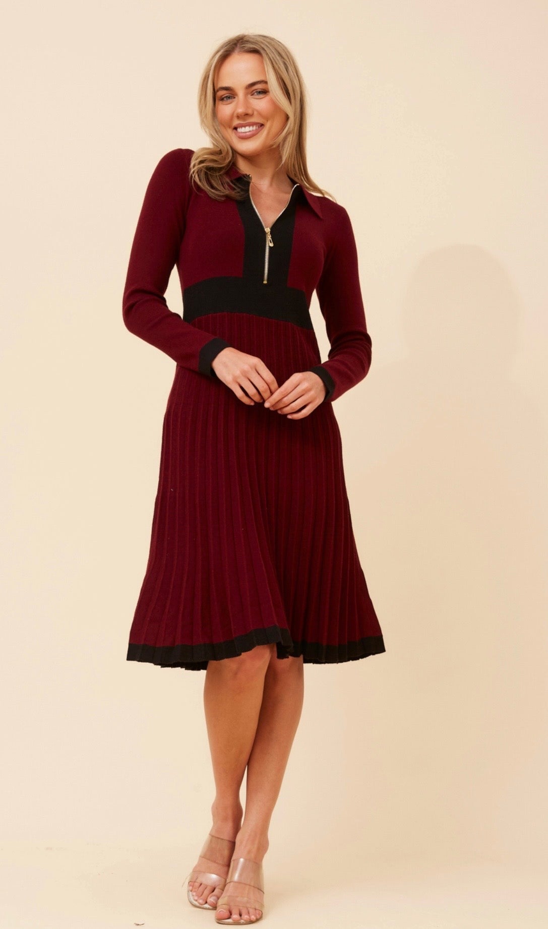 Alica Pleated Knit Dress KD176613