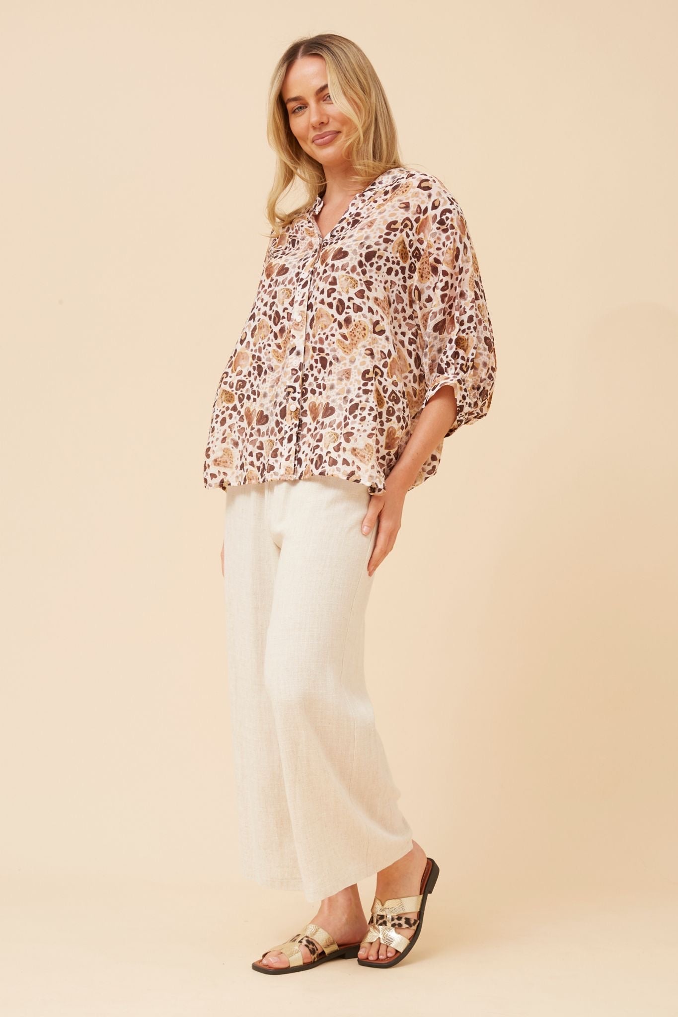 Rosa Leopard Shirt with Back Button Detail - T735423