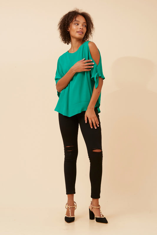 Becky Cold Shoulder Top - Jade T514654