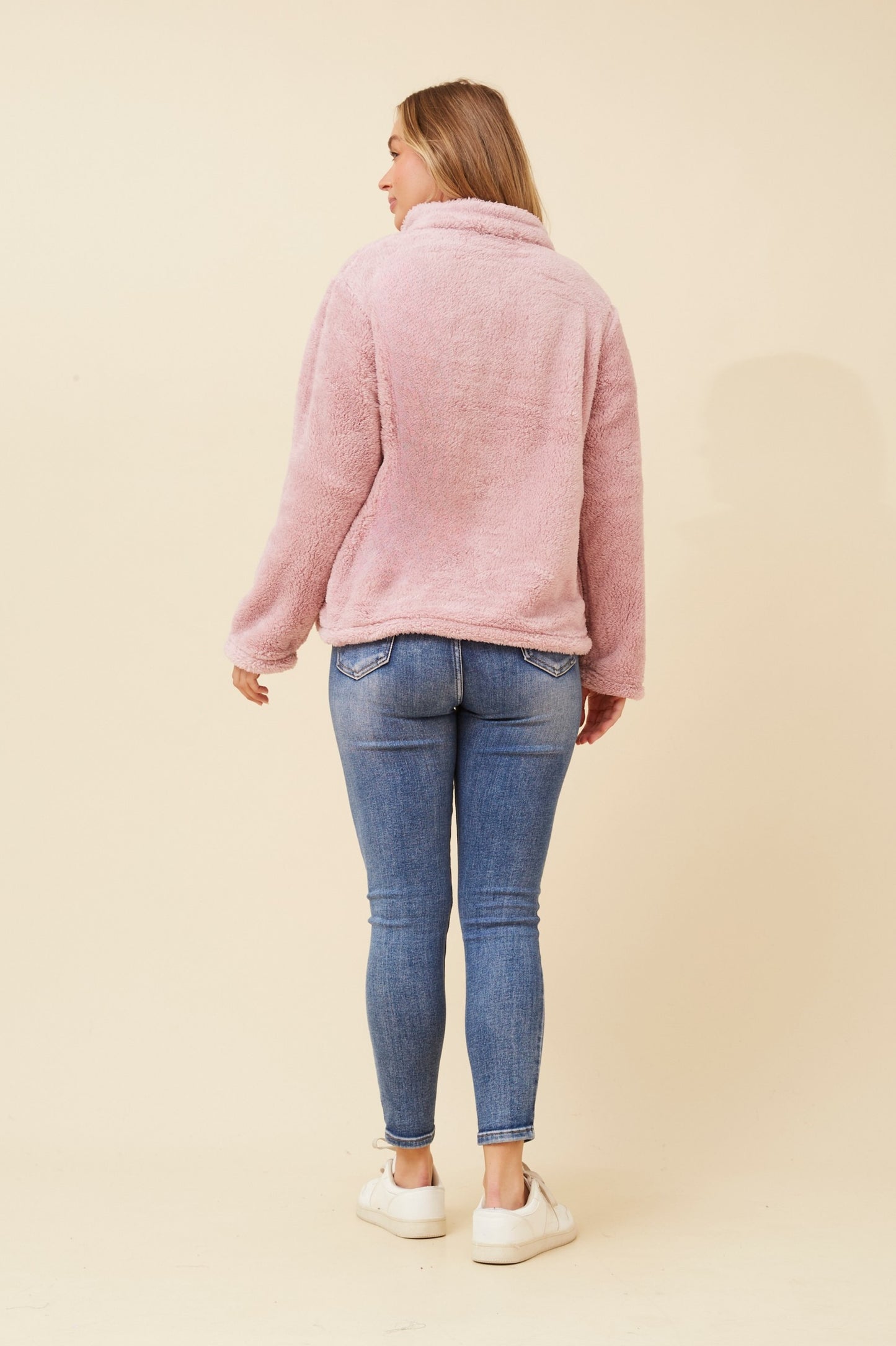 Pippa FAUX FUR Jacket- Dusty Pink J522439