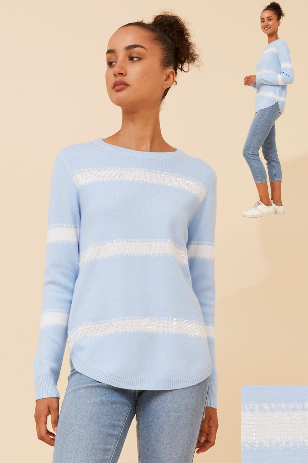 Olivia Stripe Pullover with Diamante Details KP522531