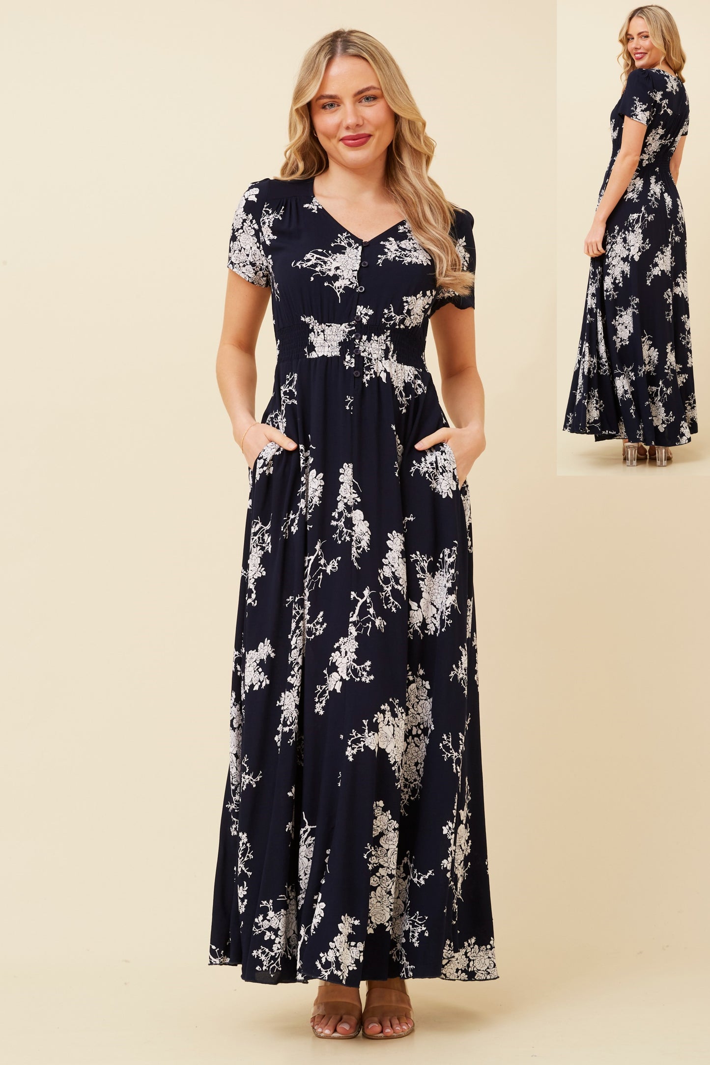 Hazel Floral Print Maxi Dress D510080 Multi Navy