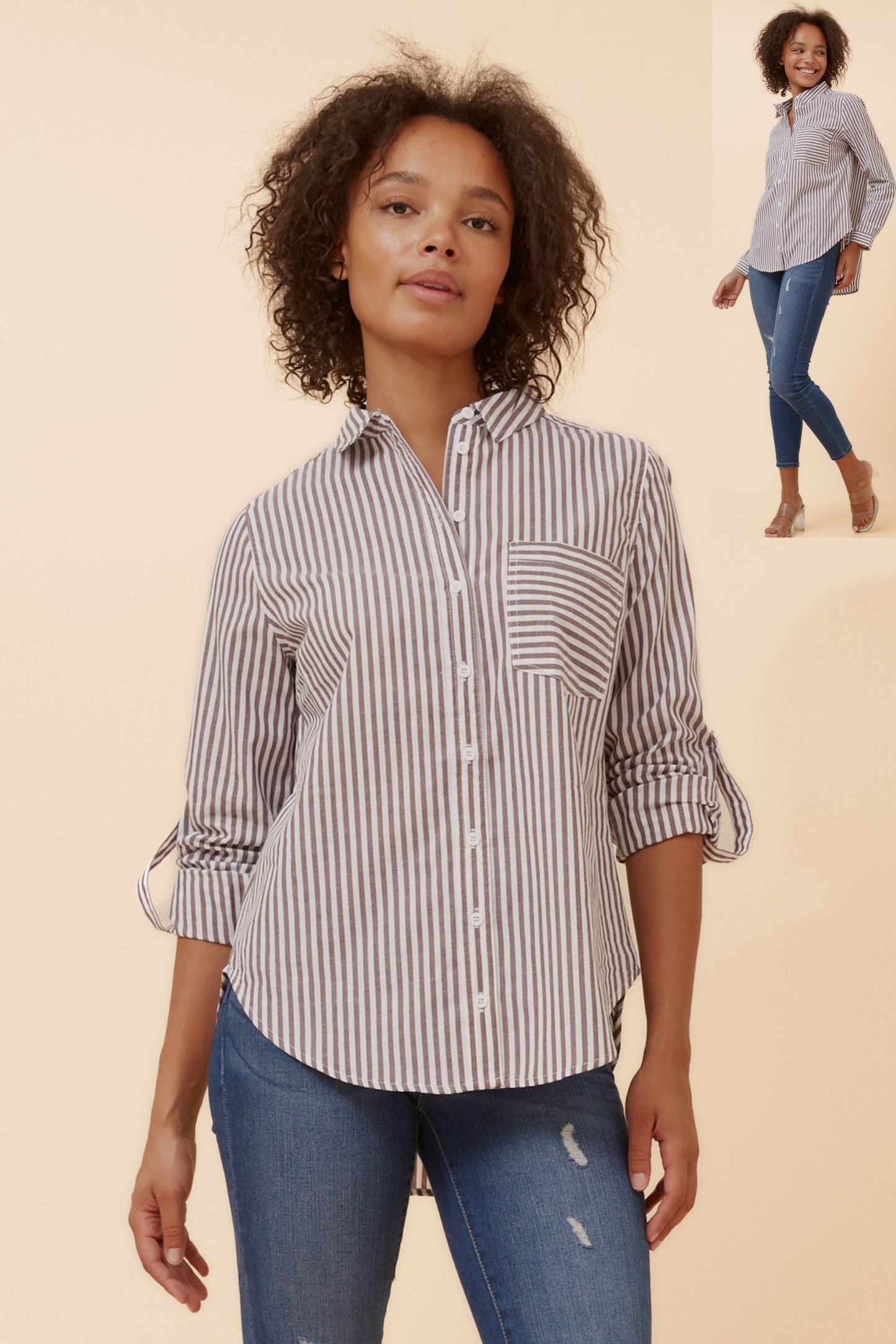 Ruby Stripe Collared Shirt T511921