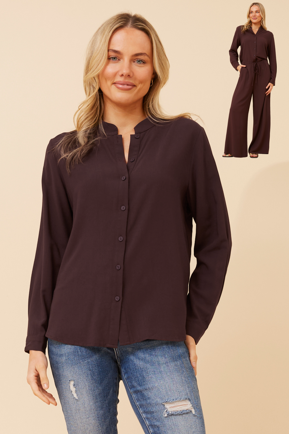 Eboni Shirt Blouse T526426 Chocolate