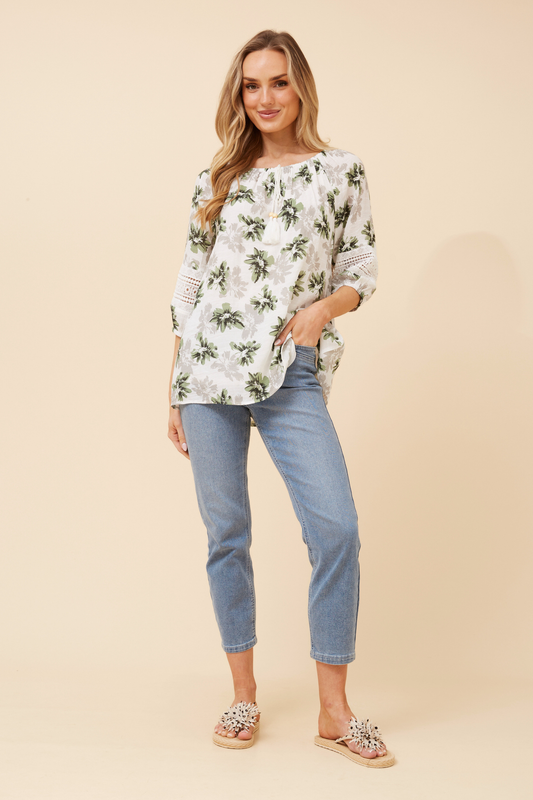 Reba Abstract Print Top T526562 Green