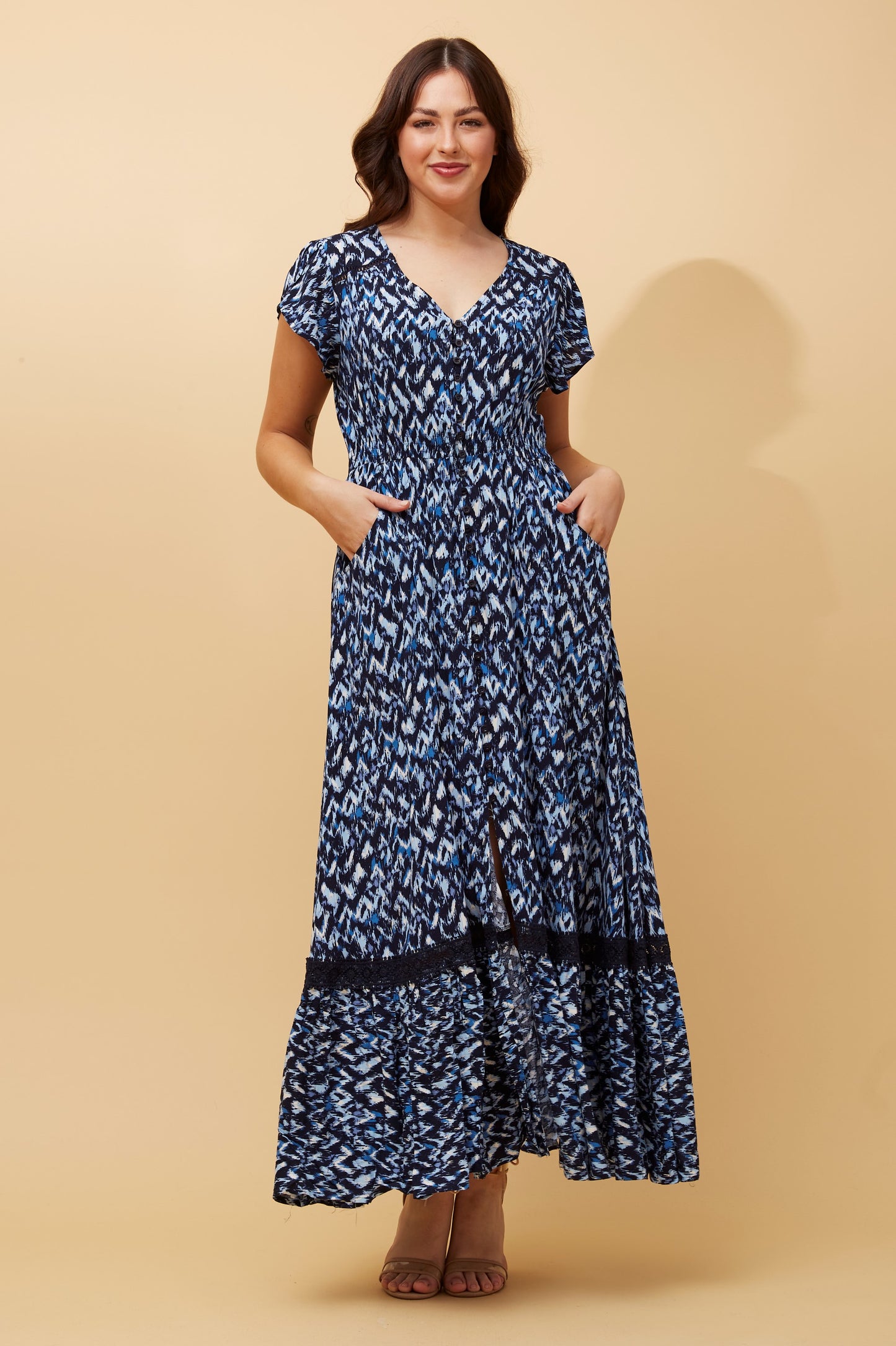 Indi Abstract Print Maxi Dress - D516968 Multi Navy