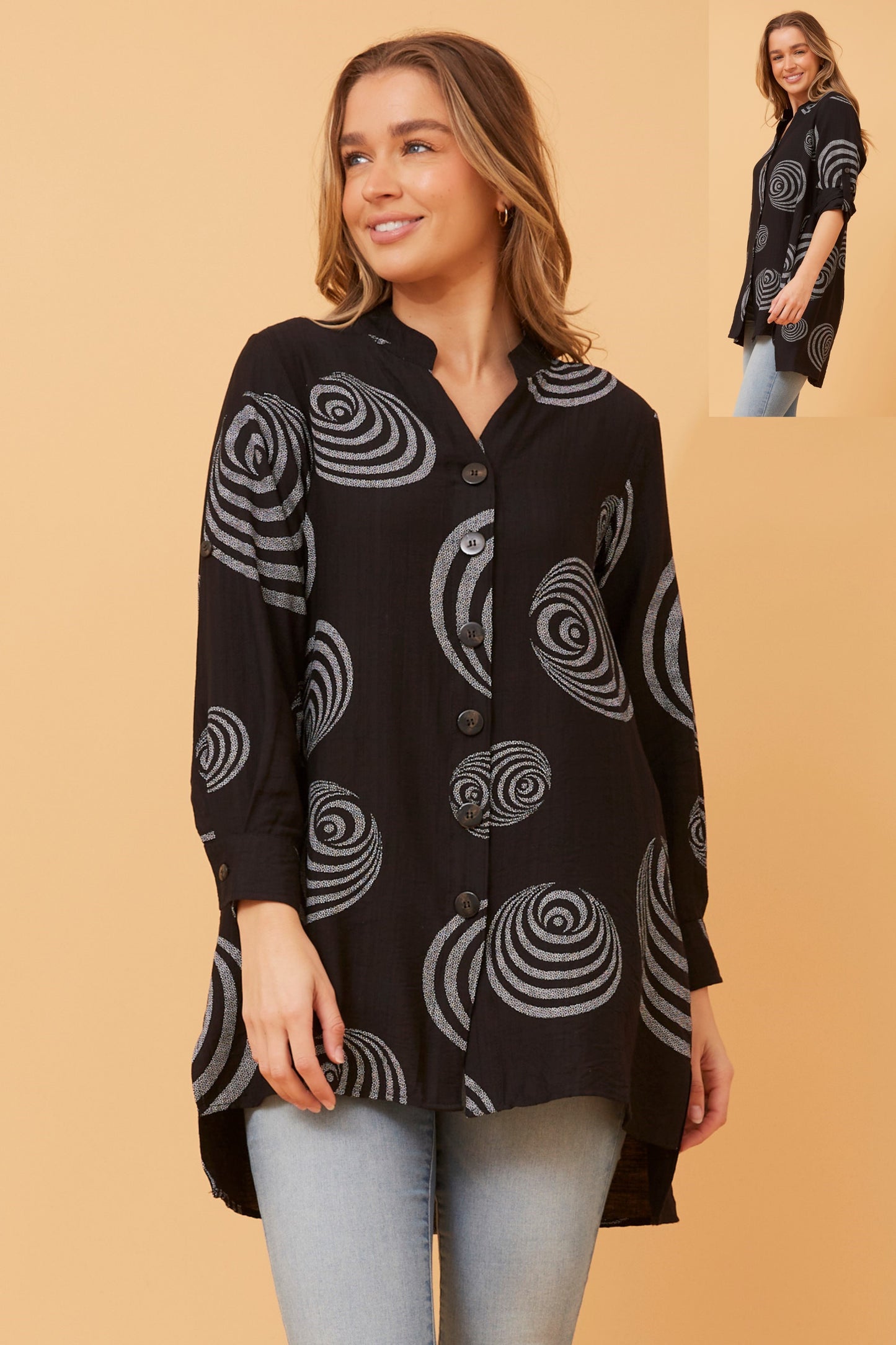 Claire Abstract Print Shirt T518979 Black