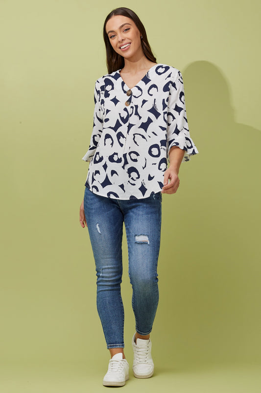 Jovie Leaf Print Top T513025