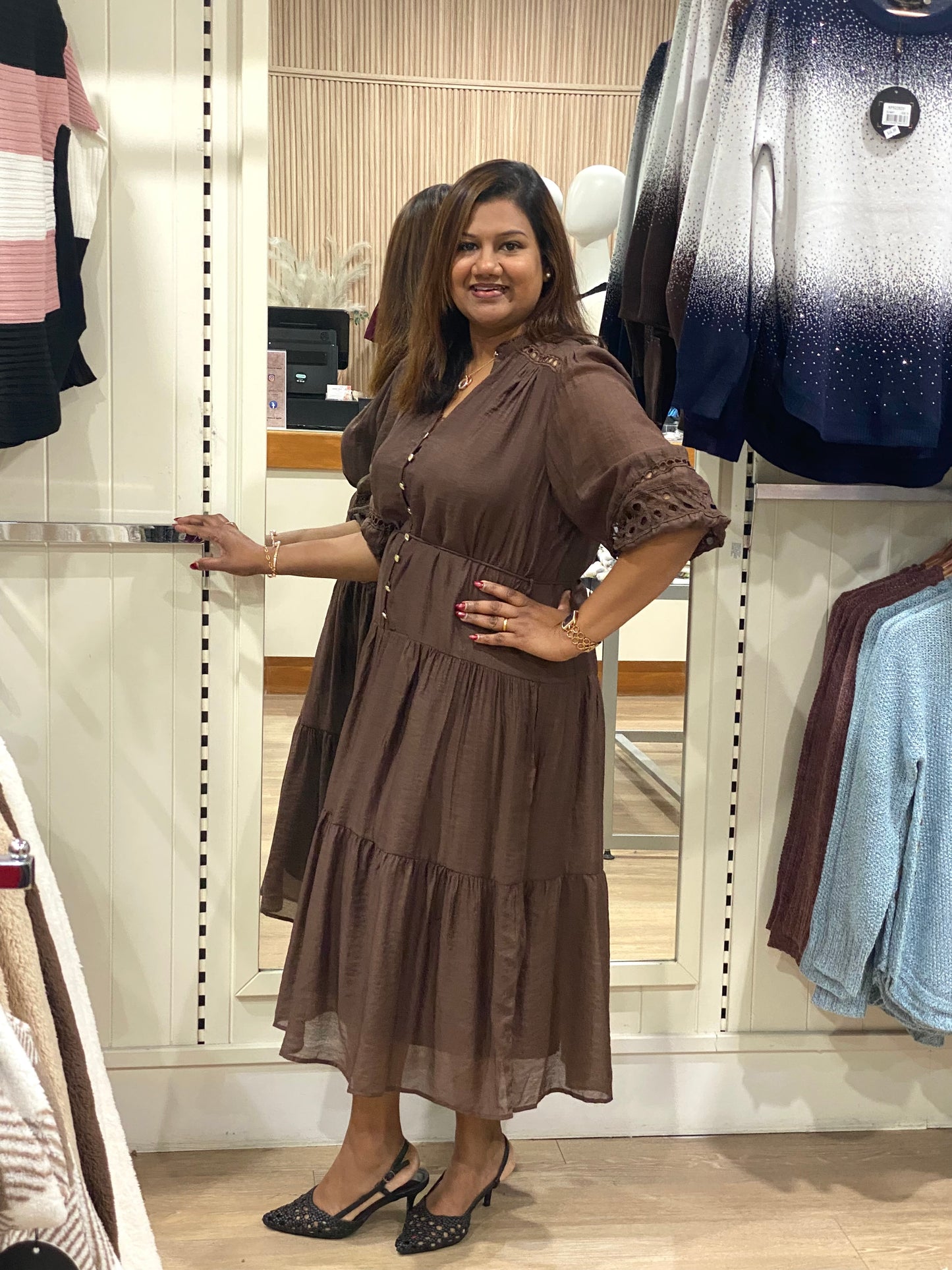 Roselle Party Dress 43250885-1 Chocolate