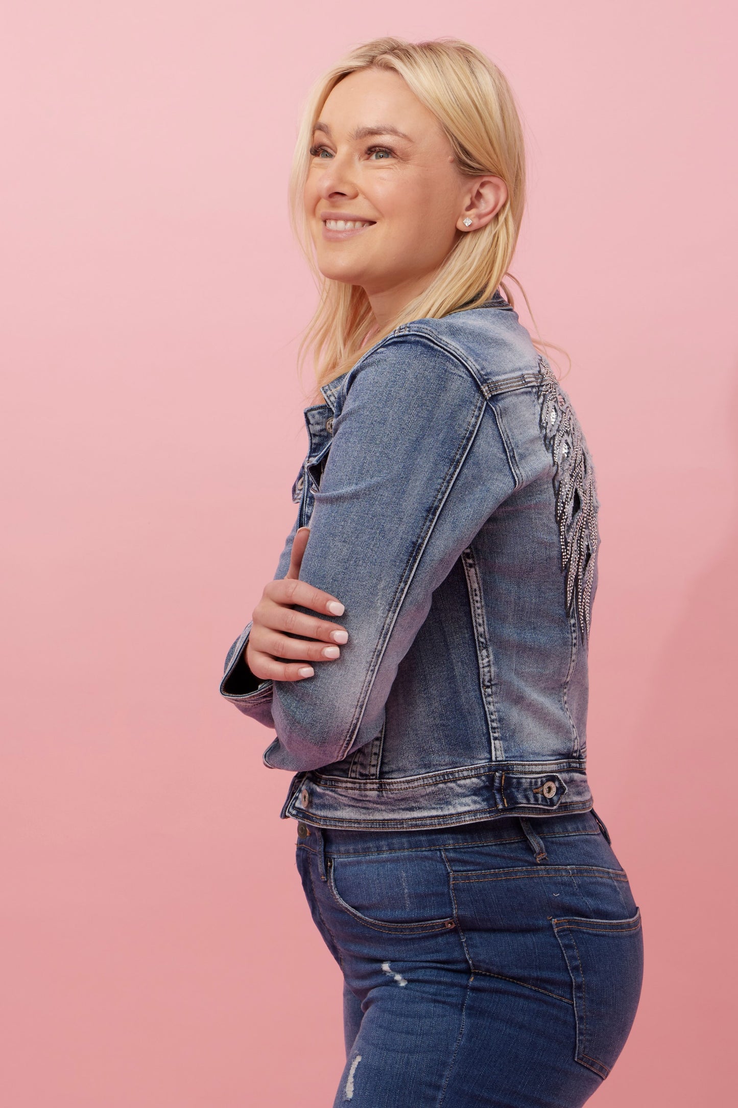 Felma Sequin Wing Denim Jacket J731658