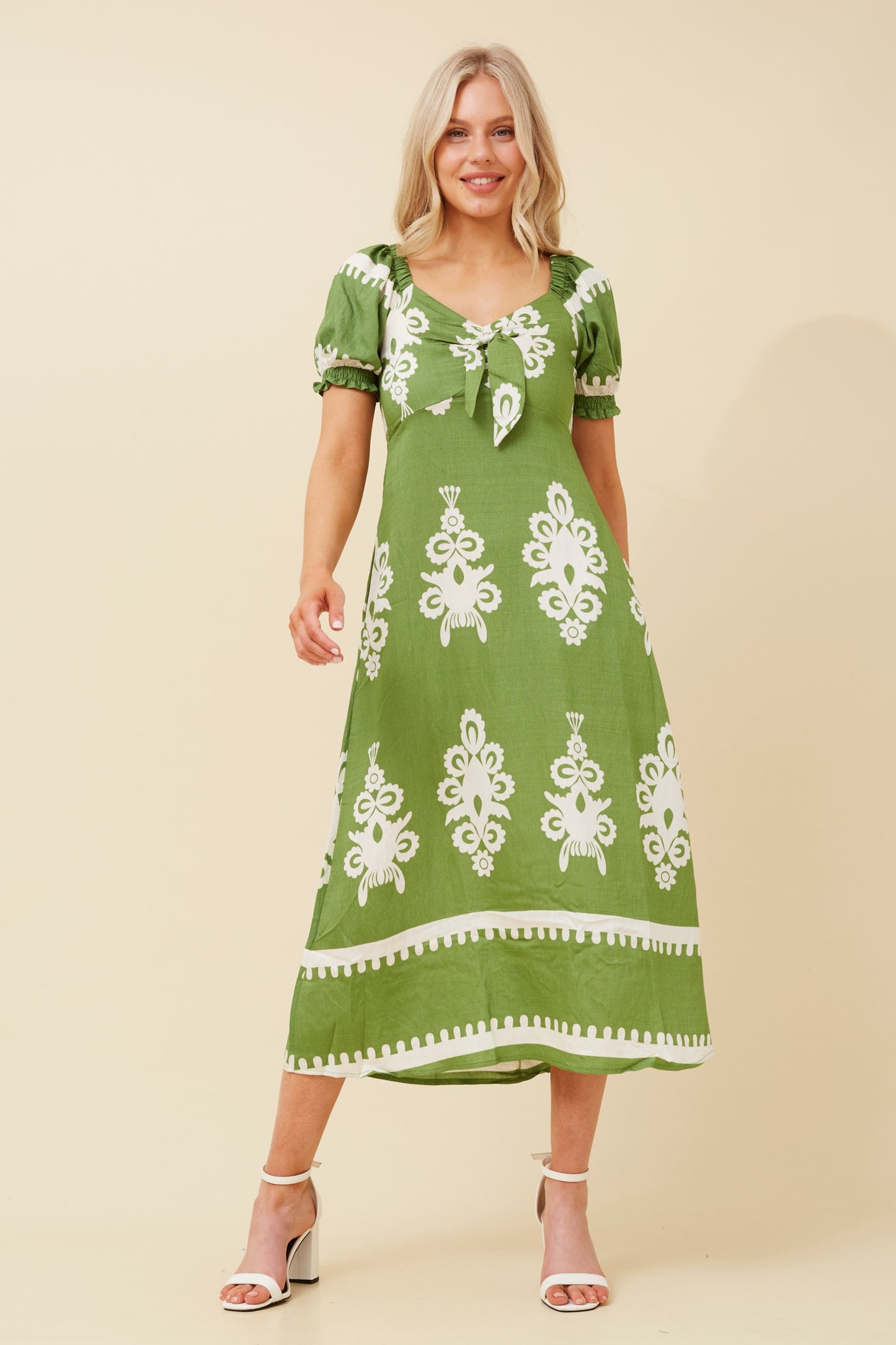 Anne Front Bow Dress - Green D521459