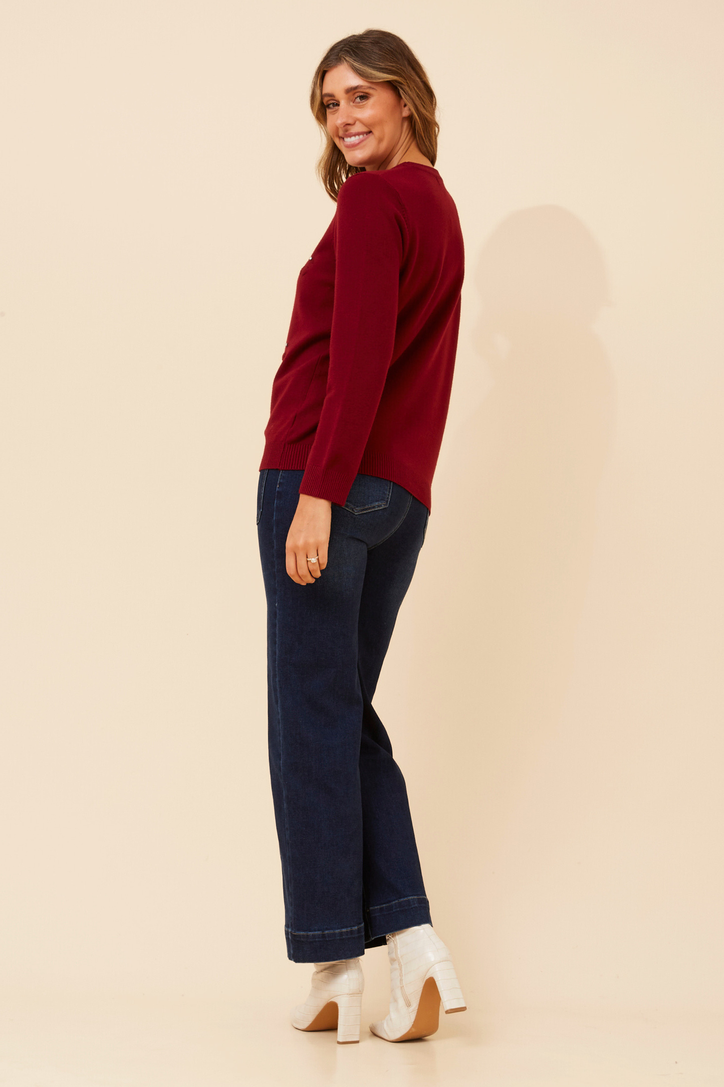 Gracie Pearl Detail Knit KP525903 Burgundy