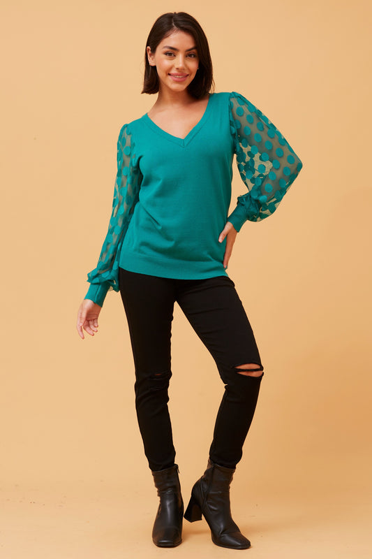 Sere V neckline Knit KP515500 Jade