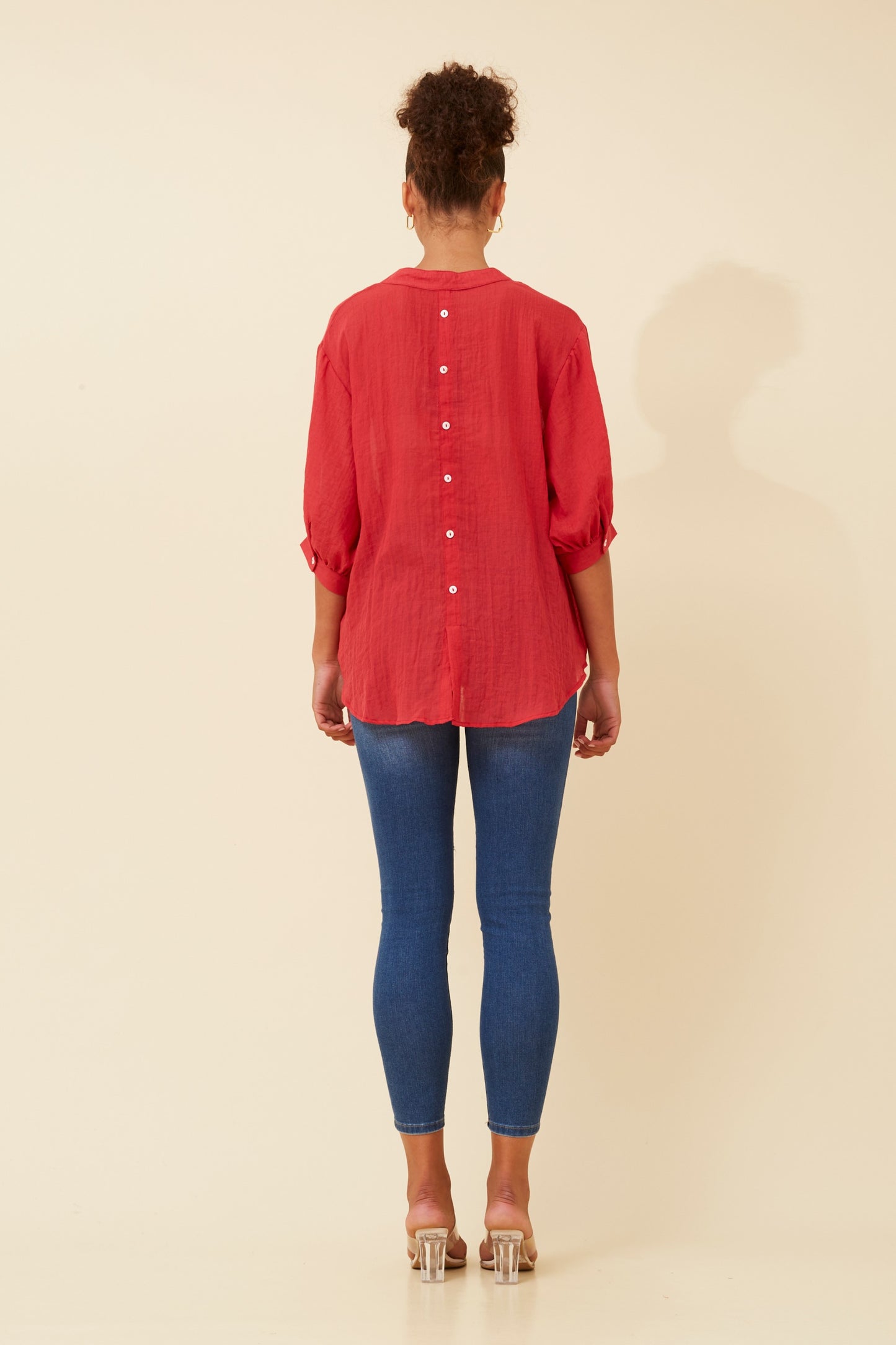 Rosa Shirt with Back Button Detail - Red T511586