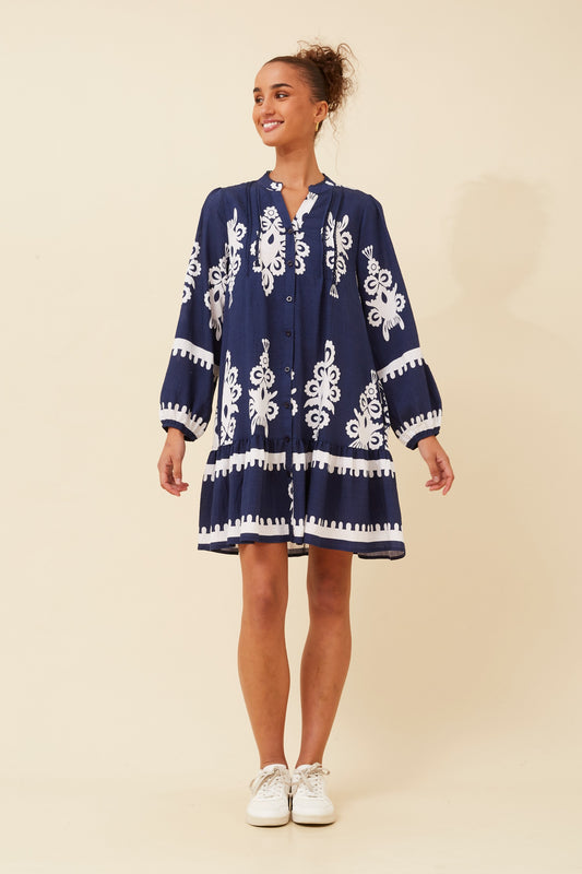 Flavia Border Print Boho Dress D523754