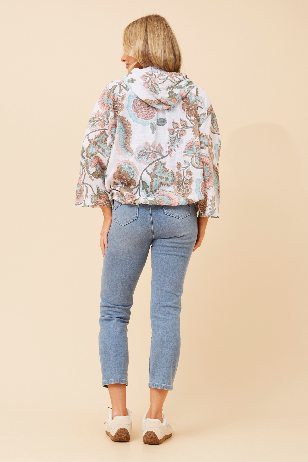 Seta Abstract Printed Hoody Jacket J526471 White