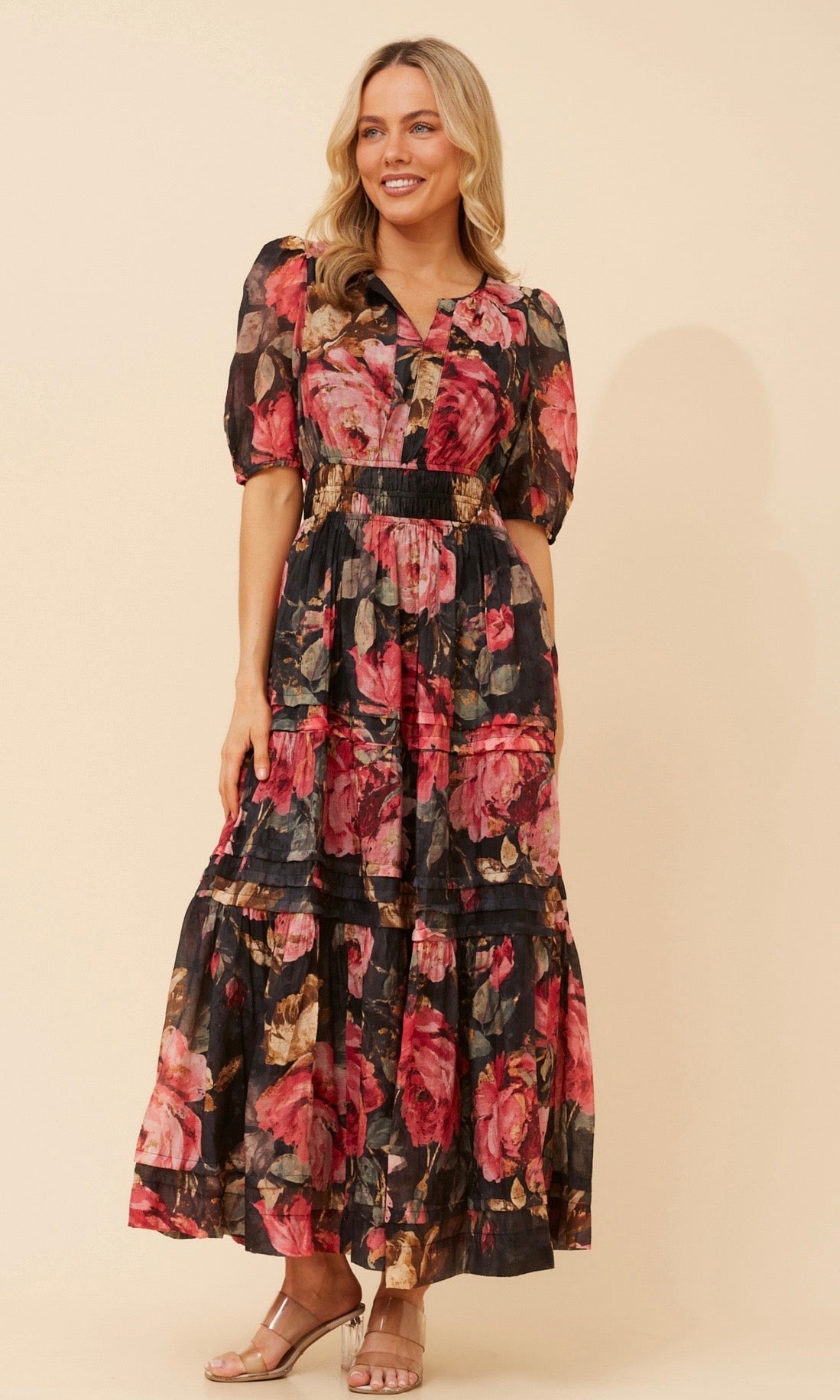 Emberly Floral Dress D527022 Hot Pink