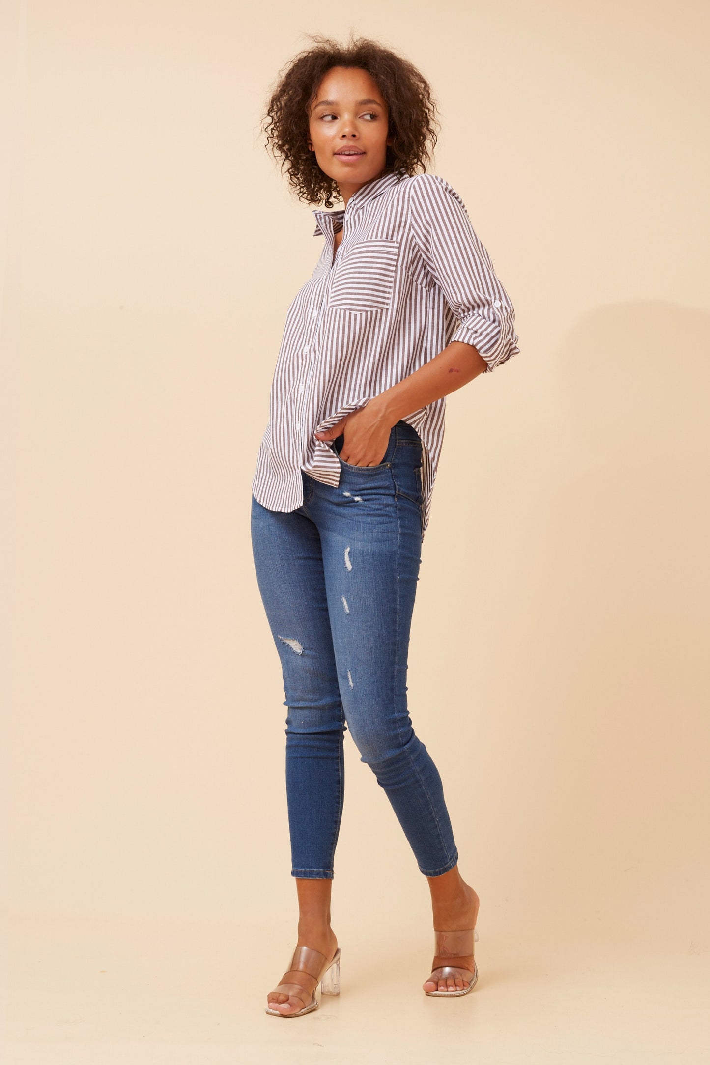 Ruby Stripe Collared Shirt T511921