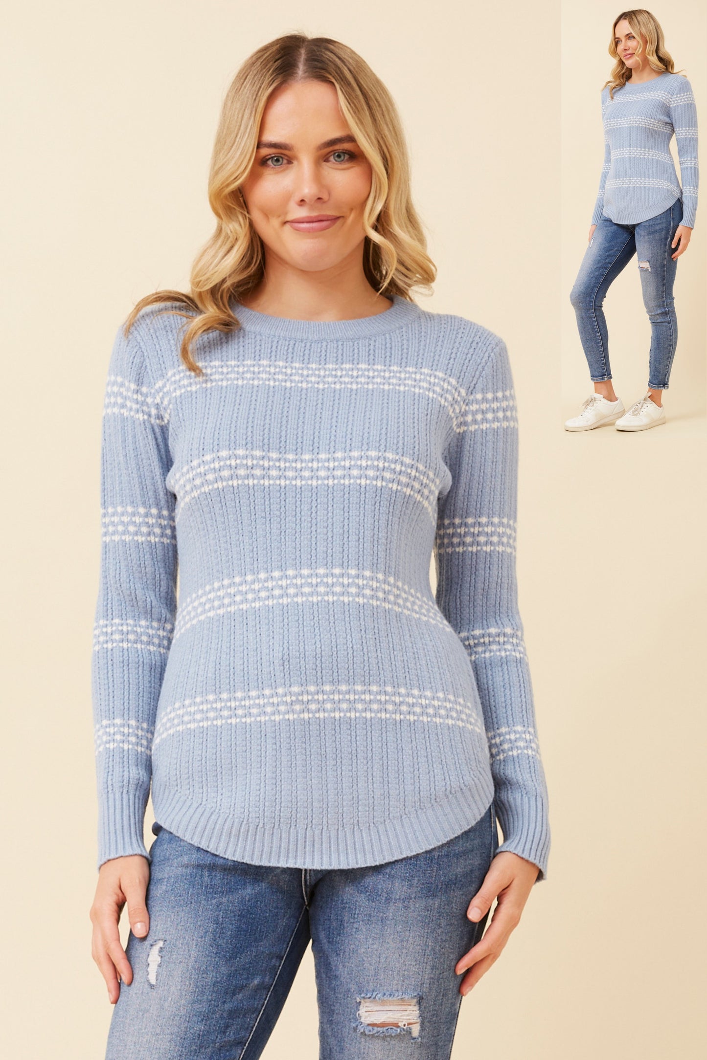 Simona Stripe Printed Knit Skylight