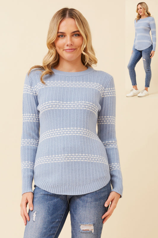 Simona Stripe Printed Knit Skylight