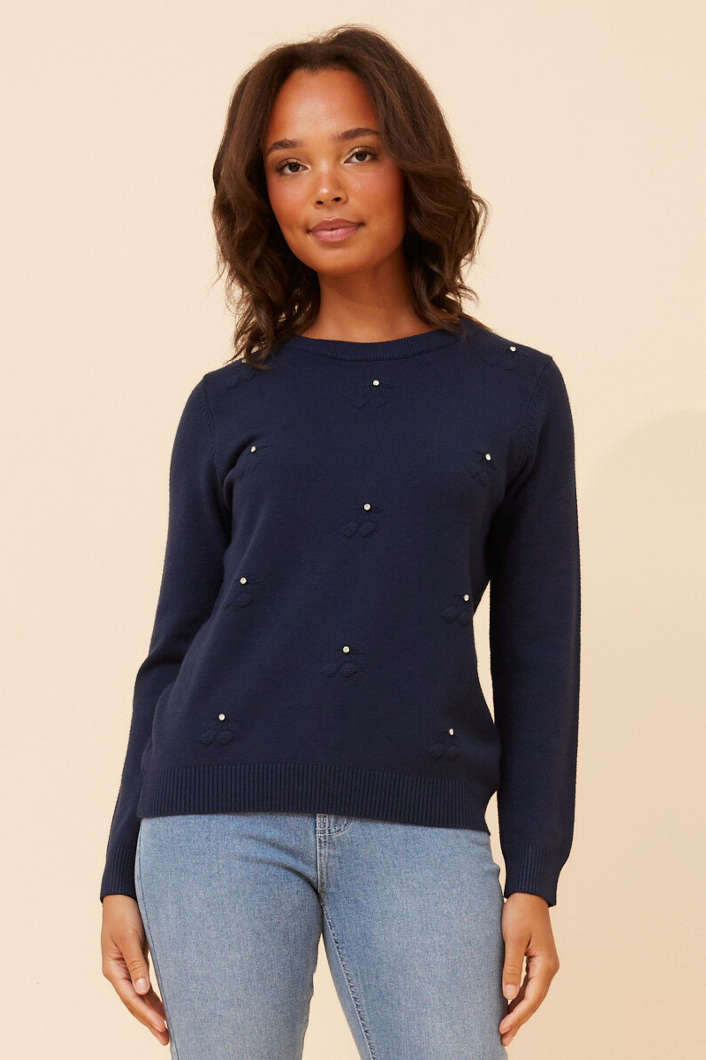 Gracie Pearl Detail Knit KP525903 Navy