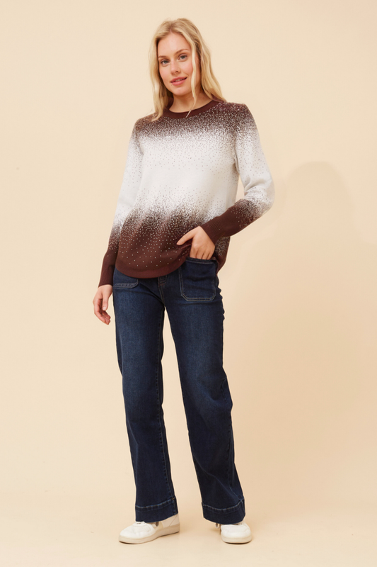 Zeena Pullover with Diamante Details KP522820 Chocolate