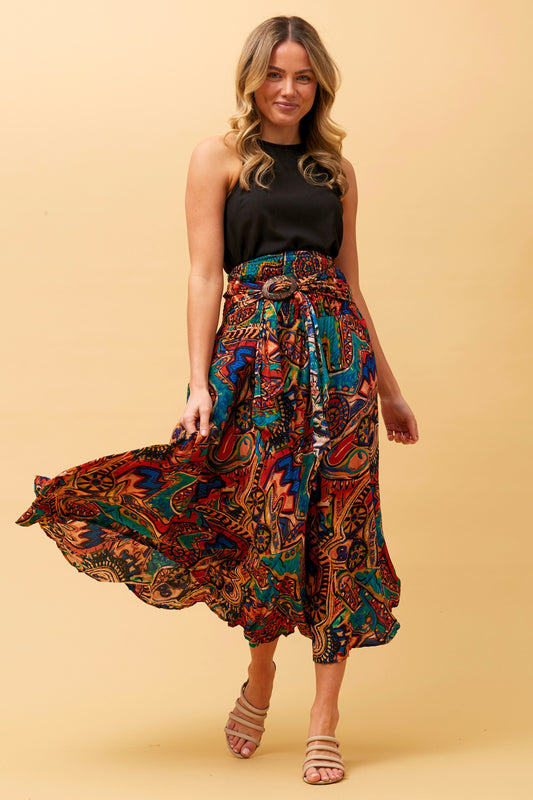 Boho Maxi Skirt S509716 - Multi Orange