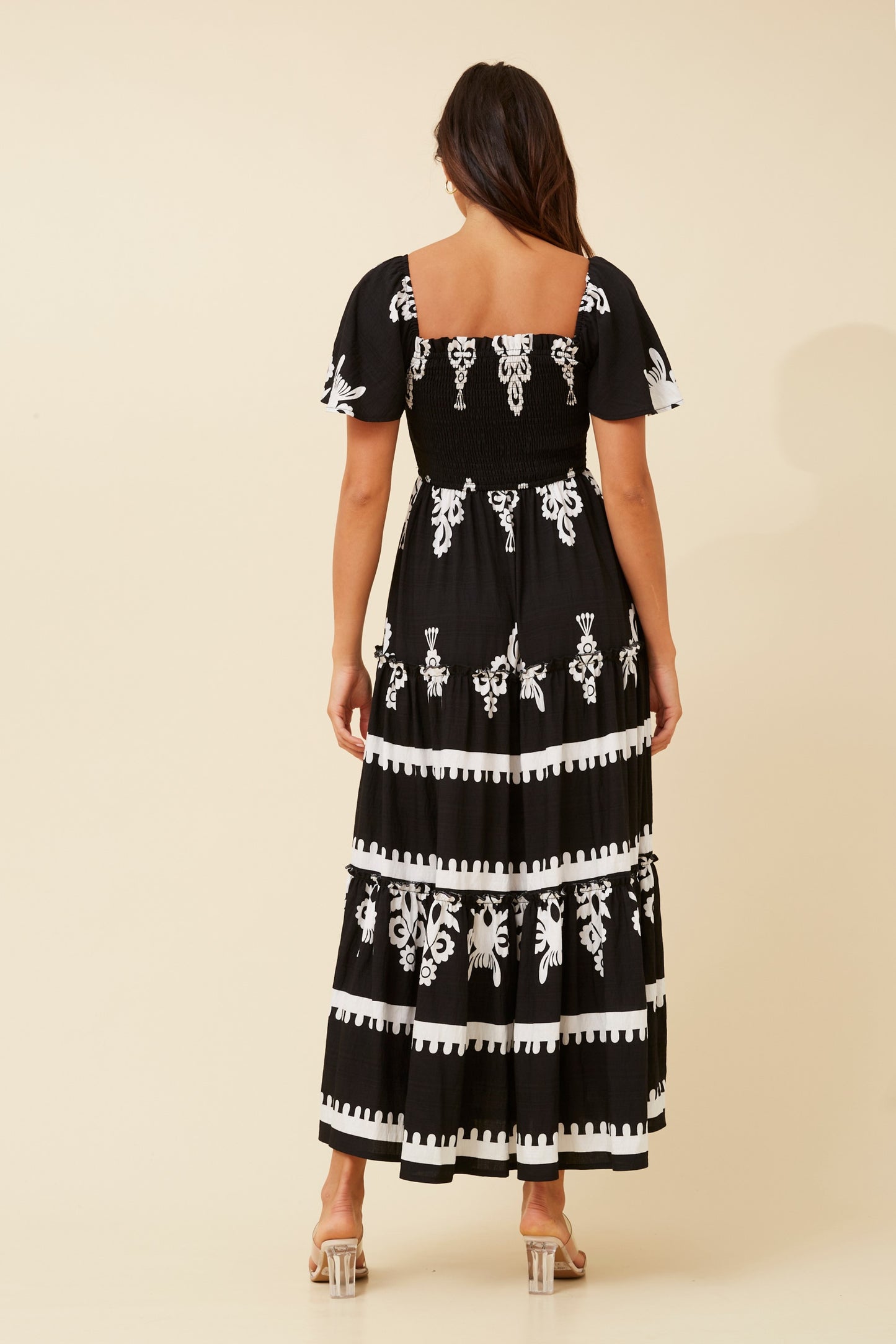 Myra Boho Print Maxi Dress D522257 Black