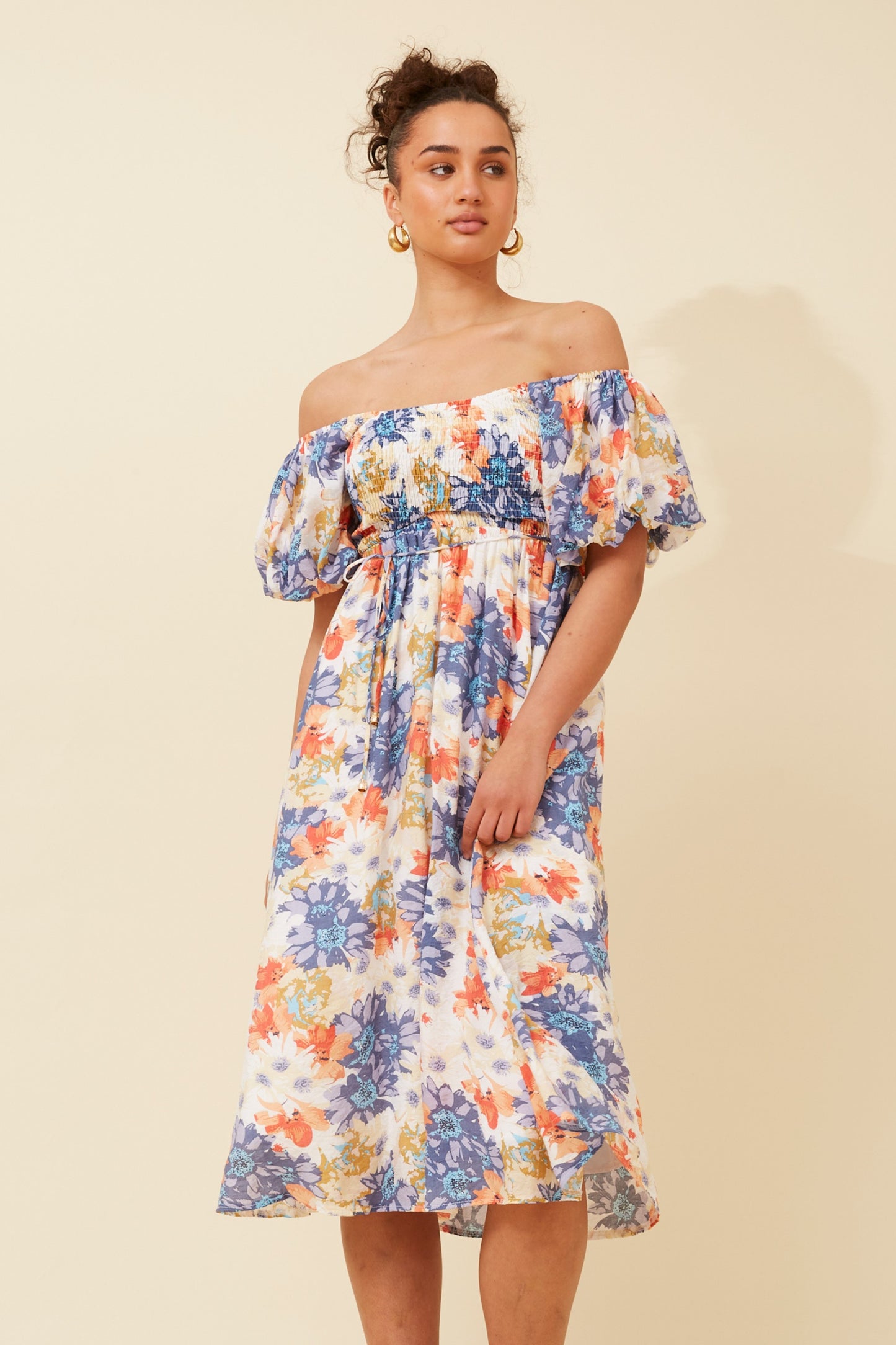 Piper Floral MIDI Dress D520394 Blue
