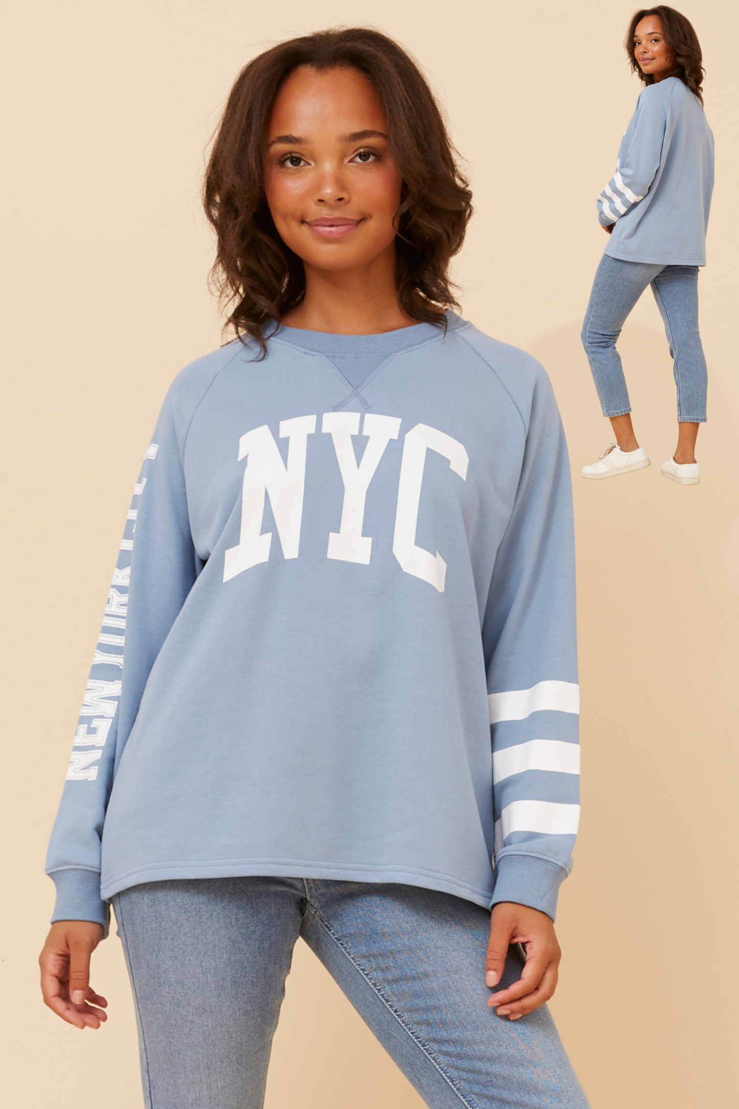 NYC Graphic Print Fleece T516348 Blue Jeans