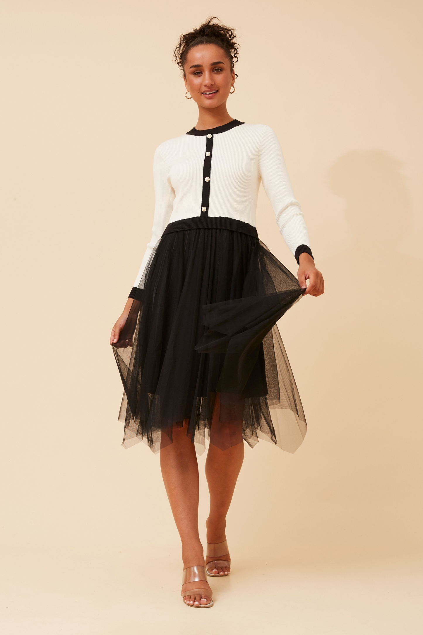 Ovi Knit Dress with Tulle Skirt KD175609