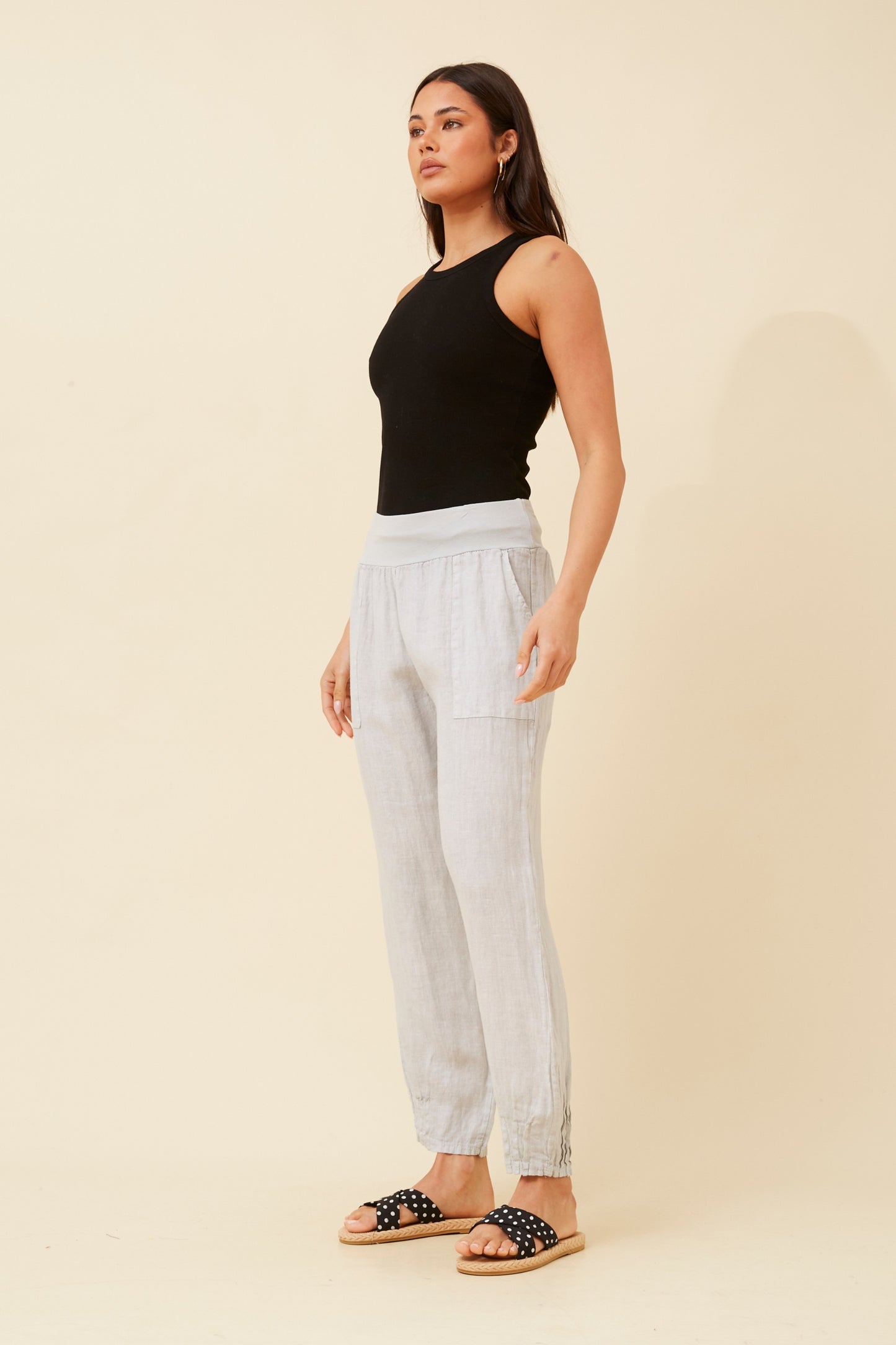 Linen Italian Pant P516694 Bitter Perla