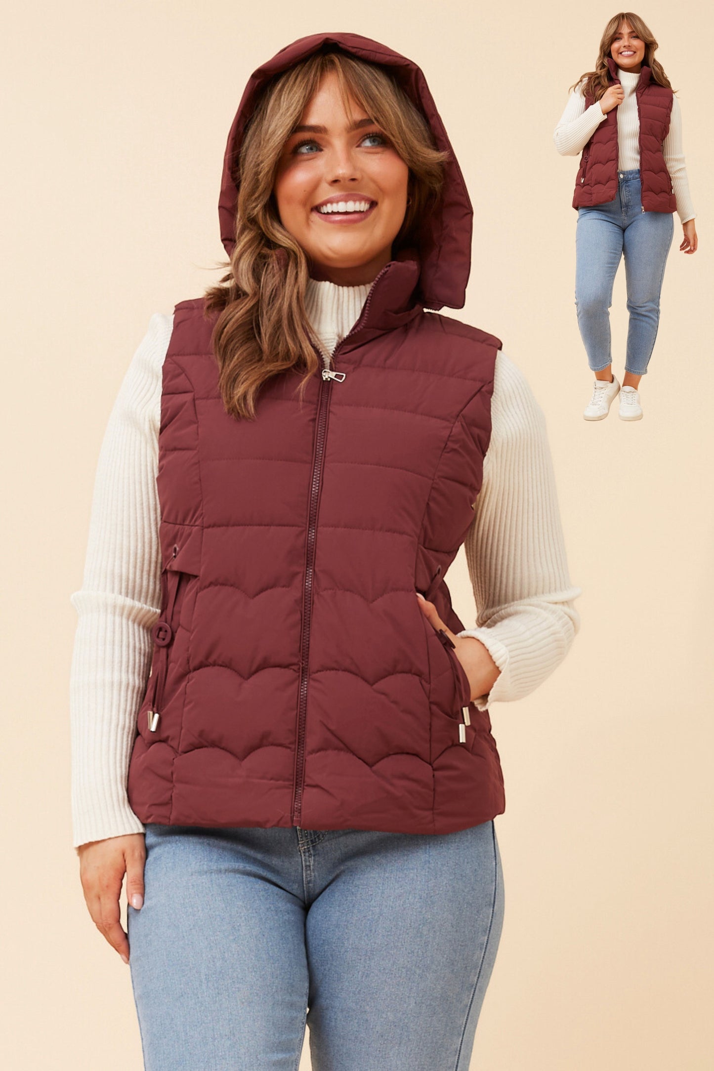 Ivella Puffy Vest V732888 Red Dahlia