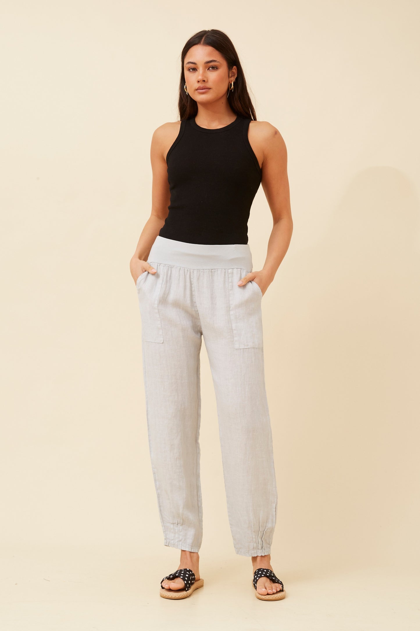 Linen Italian Pant P516694 Bitter Perla