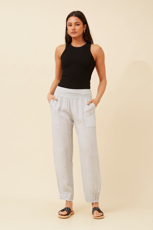 Linen Italian Pant P516694 Bitter Perla