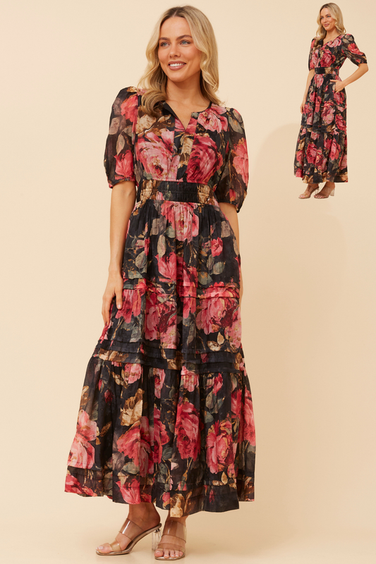 Emberly Floral Dress D527022 Hot Pink