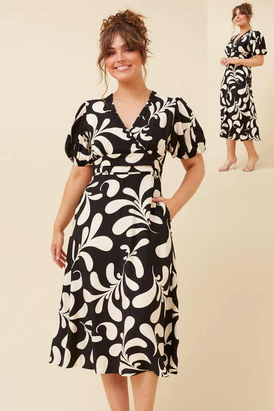 Avina Floral Print D521422 Black & White